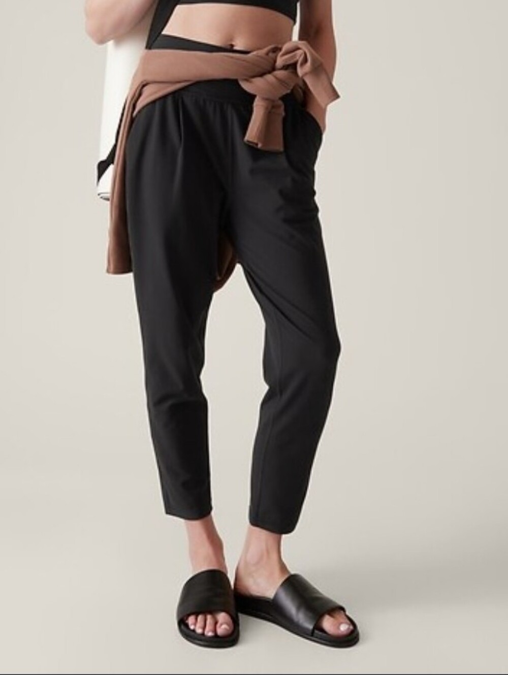 Athleta Elation Tapered Straight Leg Activewear Pant Black Size Large Tall